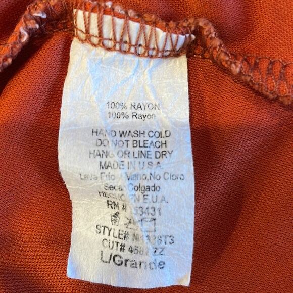 Floral Print Wrap Waist Top in Rust/Copper Color Size Large - Picture 5 of 7